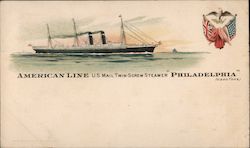 American Line U.S. Mail Twin-Screw Steamer "Philadelphia" (11500 Tons) Postcard