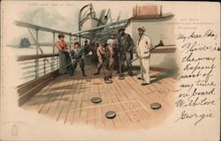 People Playing Shuffleboard on Boat Deck Boats, Ships Postcard Postcard Postcard