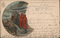 Hamburg Amerika Line, Passengers on Deck Steamers Postcard Postcard Postcard