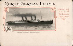 North German Lloyd Twin-Screw Express S.S. Kronprinz Wilhelm Greeting From St. Louis Exposition Postcard