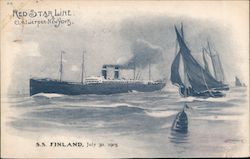 Red Star Line Antwerpen-New York S.S. Finland July 30, 1905 Postcard Postcard Postcard