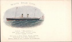 White Star Line R.M.S. Majestic 565 Feet Long, 10,146 Tons, 18,000 Horse Power Postcard