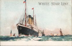 White Star Line, "Oceanic" Leaving New York Postcard