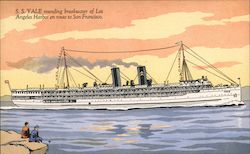 S.S. Yale rounding breakwater of Los Angeles Harbor en route to San Francisco Postcard