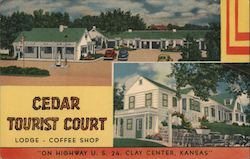 Cedar Tourist Court Lodge and Coffee Shop Clay Center, KS Postcard Postcard Postcard