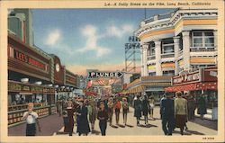 A Daily Scene on the Pike Long Beach, CA Postcard Postcard Postcard