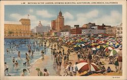 Bathing in the Lagoon, Showing Municipal Auditorium Postcard