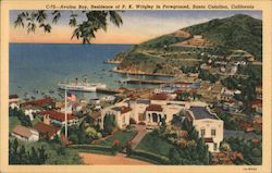 Avalon Bay, Residence of P.K. Wrigley in Foreground Postcard