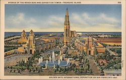 Avenue of the Seven Seas and Exposition Tower - Treasure Islan Postcard