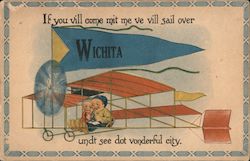 If you vill vome mit me ve vill sail over Wichita undt see dot vonderful city Postcard