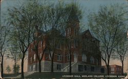 Midland College, Atchison Hall Kansas Postcard Postcard Postcard