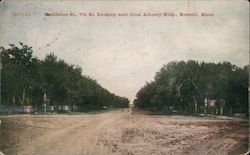 Residence St., 7th St. Looking East from Library Bldg. Postcard