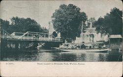 Steam Launch in Riverside Park Wichita, KS Postcard Postcard Postcard