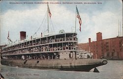 Whaleback Steamer, Christopher Columbus, Entering Harbor Postcard