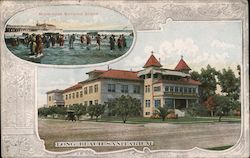 Midwinter Bathing Scene Long Beach Sanitarium California Postcard Postcard Postcard