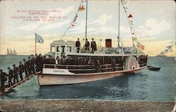 Glass Bottom Power Boat, Empress unloading on the Beach at Catalina Island Postcard