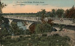 New Concrete Bridge, Winfield Kans. Postcard