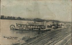 Illinois River Scene - Steamboat Postcard