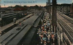 Merrymakers Arriving at Coney Island New York, NY Postcard Postcard Postcard