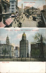 Herald Square, City Hall, World and Tribune Buildings Postcard