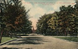 University Avenue, Friends University in the Distance Wichita, KS Postcard Postcard Postcard