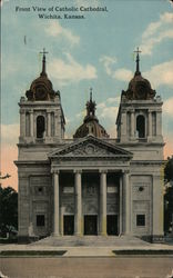 Front View of Catholic Cathedral Wichita, KS Postcard Postcard Postcard