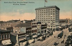 Bird's Eye View, Wichita Retail District Postcard