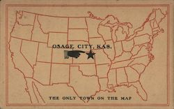 Osage City, Kas. The Only Town on the Map Postcard