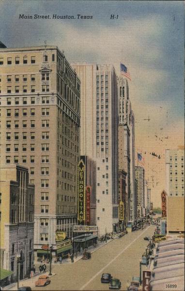 Main Street Houston, TX Postcard