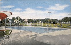 Swimming Pool at Fort Riley, Kansas Postcard