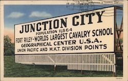 Junction City Billboard - Population 11,864 Kansas Postcard Postcard Postcard