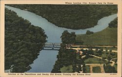 Junction of the Republican and Smoky Hill Rivers, Forming The Kansas River, Where Junction City, Kansas Gets Its Name Postcard P Postcard