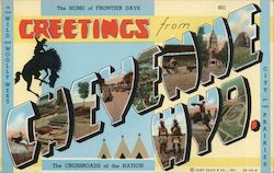 Greetings from Cheyenne, Wyo. - The Crossroads of the Nation Wyoming Postcard Postcard Postcard