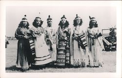 Six women in Native American attire Postcard