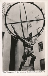 "Atlas" Sculptured by Lee Lawrie in Rockefeller Center Postcard