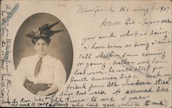 Photo of woman in a hat Circa 1907 Winfield, KS Postcard Postcard Postcard