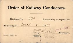 Order of Railway Conductors Report Postcard