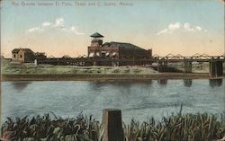 Rio Grande Between El Paso, Texas and C. Juarex, Mexico Postcard