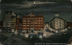 Seattle At Night, Pioneer Square Postcard