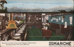 Section of Rest Room and Olympic Mountains as seen from The Bon Marche Postcard