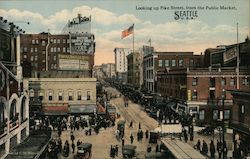 Looking Up Pike Street From The Public Market Seattle, WA Postcard Postcard Postcard