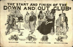 The Start And Finish Of The Down And Out Club Postcard