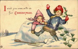 I Wish You Was With Us For Christmas Children Postcard Postcard