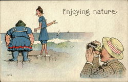 Enjoying Nature Fat People Postcard Postcard