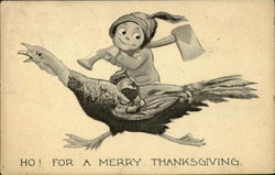 Ho! For A Merry Thanksgiving Fantasy Postcard Postcard