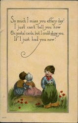 So much I miss you effery day! Dutch Children Postcard Postcard