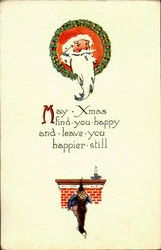 May Xmas Find You Happier Still Santa Claus Postcard Postcard