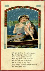 Drifting down the stream Romance & Love Postcard Postcard