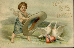 With Love And Devotion Cupid Ellen Clapsaddle Postcard Postcard