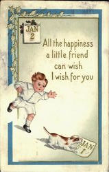 All the happiness a little friend can wish I wish for you New Year's Postcard Postcard